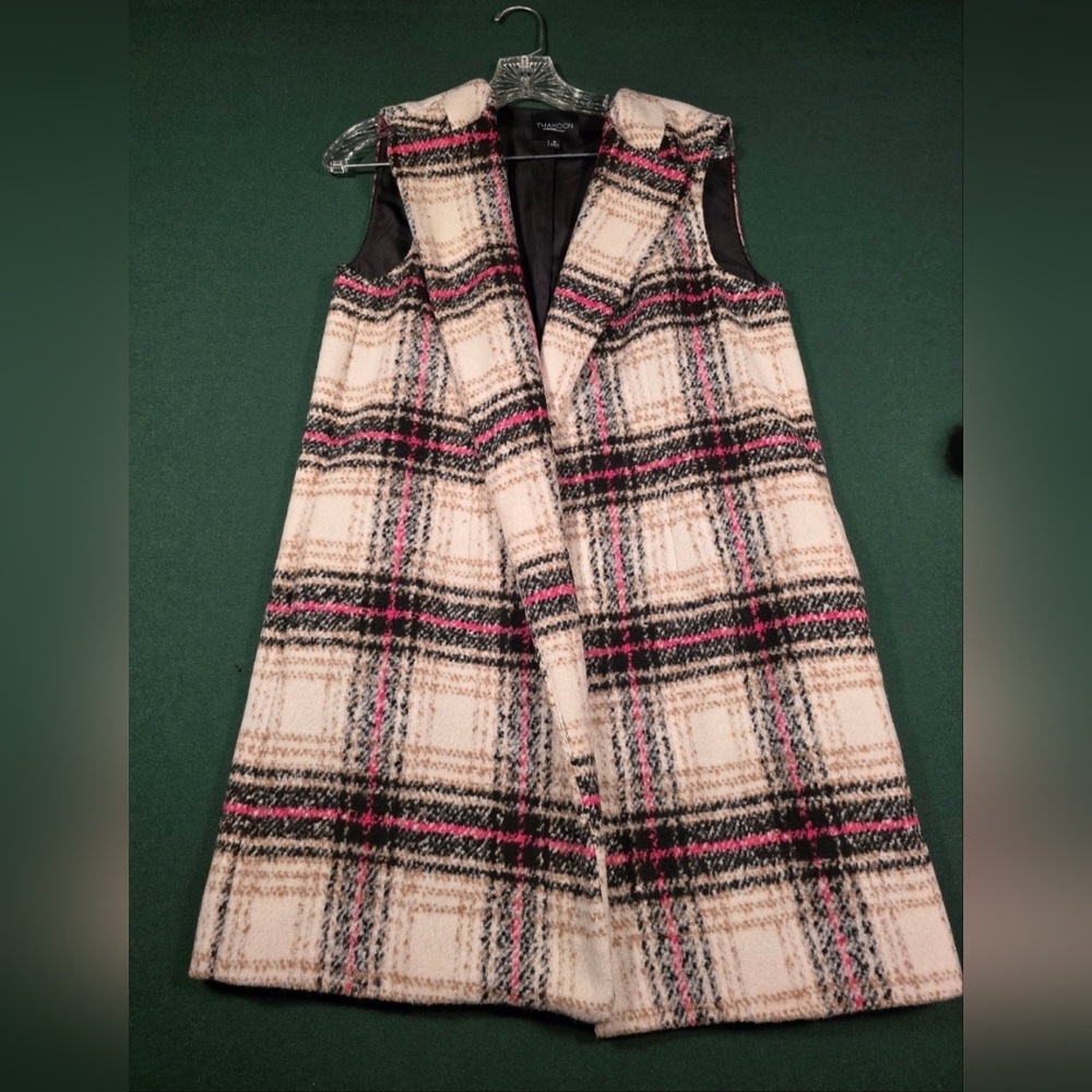 Thakoon Pink and Black Plaid Sleeveless Vest